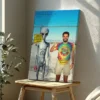 Personalized 1990s Area 51 Alien Canvas Custom Face in Funny Retro Vacation Pic, 90s Kitsch Art