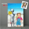 Personalized 1990s Area 51 Alien Canvas Custom Face in Funny Retro Vacation Pic, 90s Kitsch Art