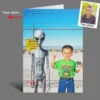 Personalized 1990s Area 51 Alien Card Custom Face in Funny Retro Vacation Pic, 90s Kitsch Greeting Card