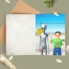 Personalized 1990s Area 51 Alien Card Custom Face in Funny Retro Vacation Pic, 90s Kitsch Greeting Card