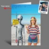 Personalized 1990s Area 51 Alien Card Custom Face in Funny Retro Vacation Pic, 90s Kitsch Greeting Card