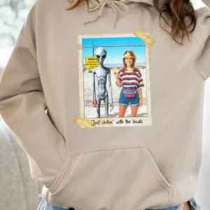 Personalized 1990s Area 51 Alien Hoodie | Custom Face in Funny Retro Vacation Pic, 90s Kitsch Hooded Sweatshirt 19 Personalized 1990s Area 51 Alien Hoodie Custom Face in Funny Retro Vacation Pic, 90s Kitsch Hooded Sweatshirt