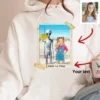 Personalized 1990s Area 51 Alien Hoodie Custom Face in Funny Retro Vacation Pic, 90s Kitsch Hooded Sweatshirt