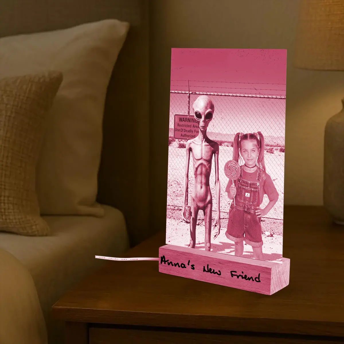 Personalized 1990s Area 51 Alien LED Lamp | Custom Face in Funny Retro Vacation Pic, 90s Kitsch Night Light 13 Personalized 1990s Area 51 Alien LED Lamp Custom Face in Funny Retro Vacation Pic, 90s Kitsch Night Light