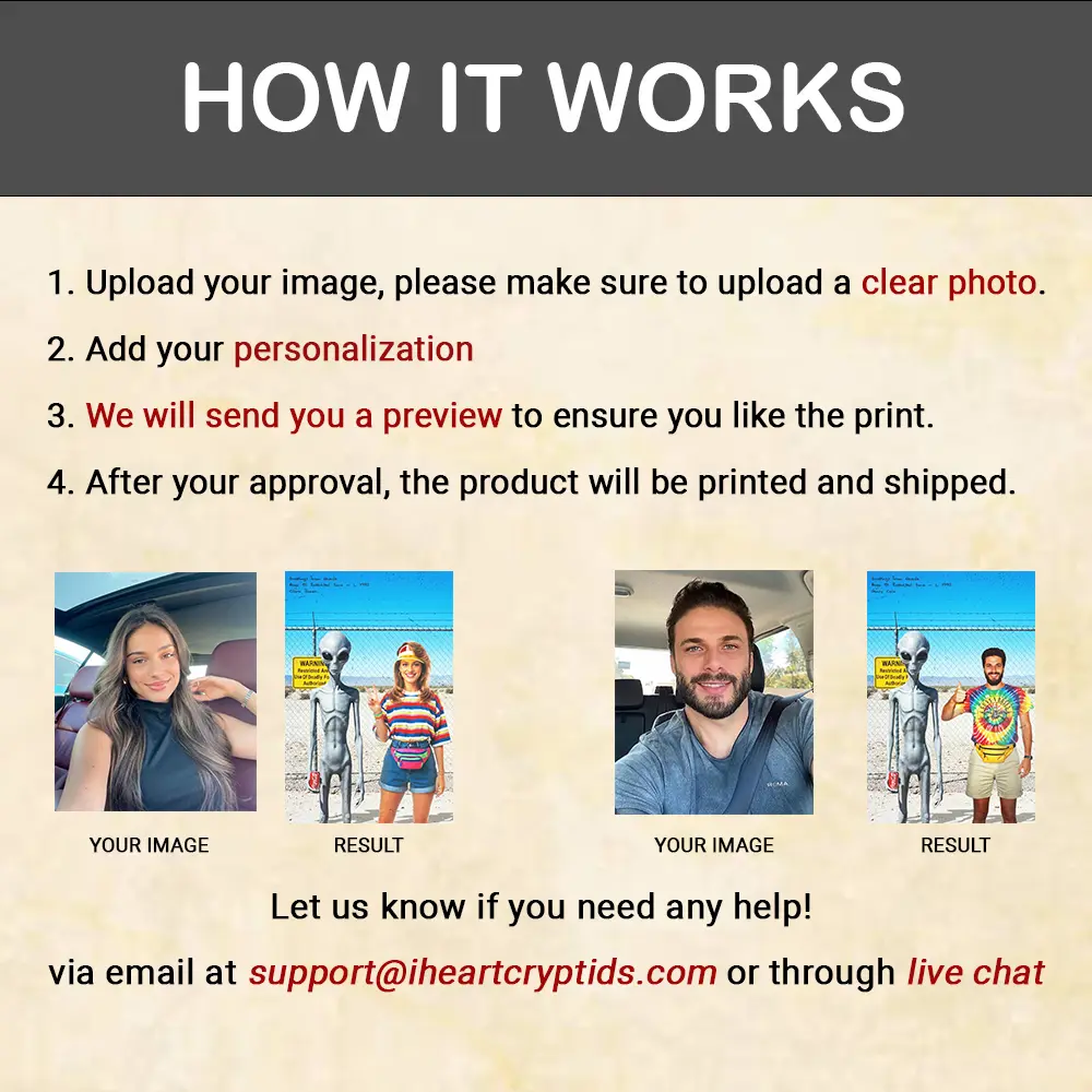 Personalized 1990s Area 51 Alien LED Lamp | Custom Face in Funny Retro Vacation Pic, 90s Kitsch Night Light 16 Personalized 1990s Area 51 Alien LED Lamp Custom Face in Funny Retro Vacation Pic, 90s Kitsch Night Light