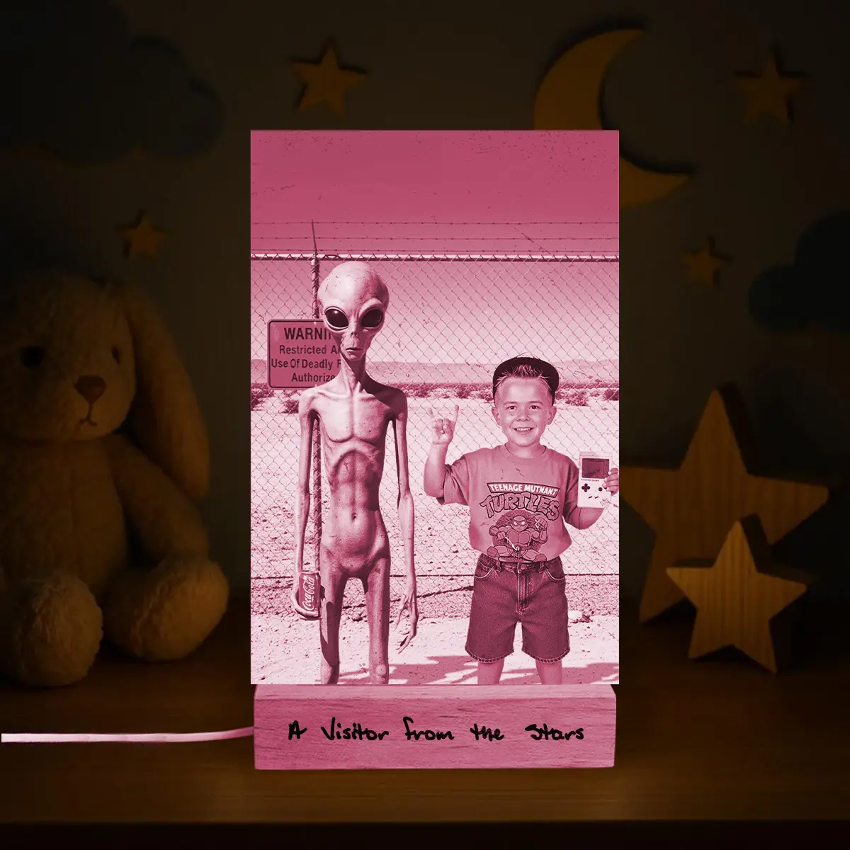 Personalized 1990s Area 51 Alien LED Lamp | Custom Face in Funny Retro Vacation Pic, 90s Kitsch Night Light 6 Personalized 1990s Area 51 Alien LED Lamp Custom Face in Funny Retro Vacation Pic, 90s Kitsch Night Light