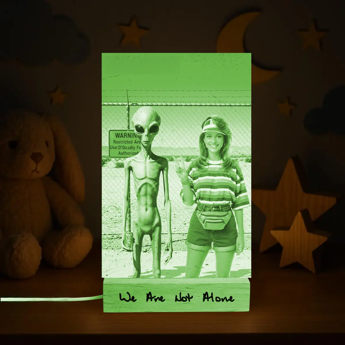 Personalized 1990s Area 51 Alien LED Lamp | Custom Face in Funny Retro Vacation Pic, 90s Kitsch Night Light 9 Personalized 1990s Area 51 Alien LED Lamp Custom Face in Funny Retro Vacation Pic, 90s Kitsch Night Light