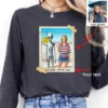 Personalized 1990s Area 51 Alien Long Sleeve Tee Custom Face in Retro Vacation Pic, 90s Kitsch Crewneck
