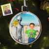 Personalized 1990s Area 51 Alien Ornament Custom Face in Funny Retro Vacation Pic, 90s Kitsch Christmas Gift