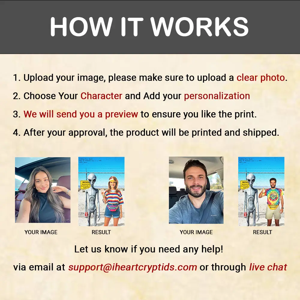 Personalized 1990s Area 51 Alien Ornament | Custom Face in Funny Retro Vacation Pic, 90s Kitsch Christmas Gift 13 Personalized 1990s Area 51 Alien Ornament Custom Face in Funny Retro Vacation Pic, 90s Kitsch Christmas Gift