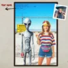 Personalized 1990s Area 51 Alien Poster Custom Face in Funny Retro Vacation Pic, 90s Kitsch Art Decor