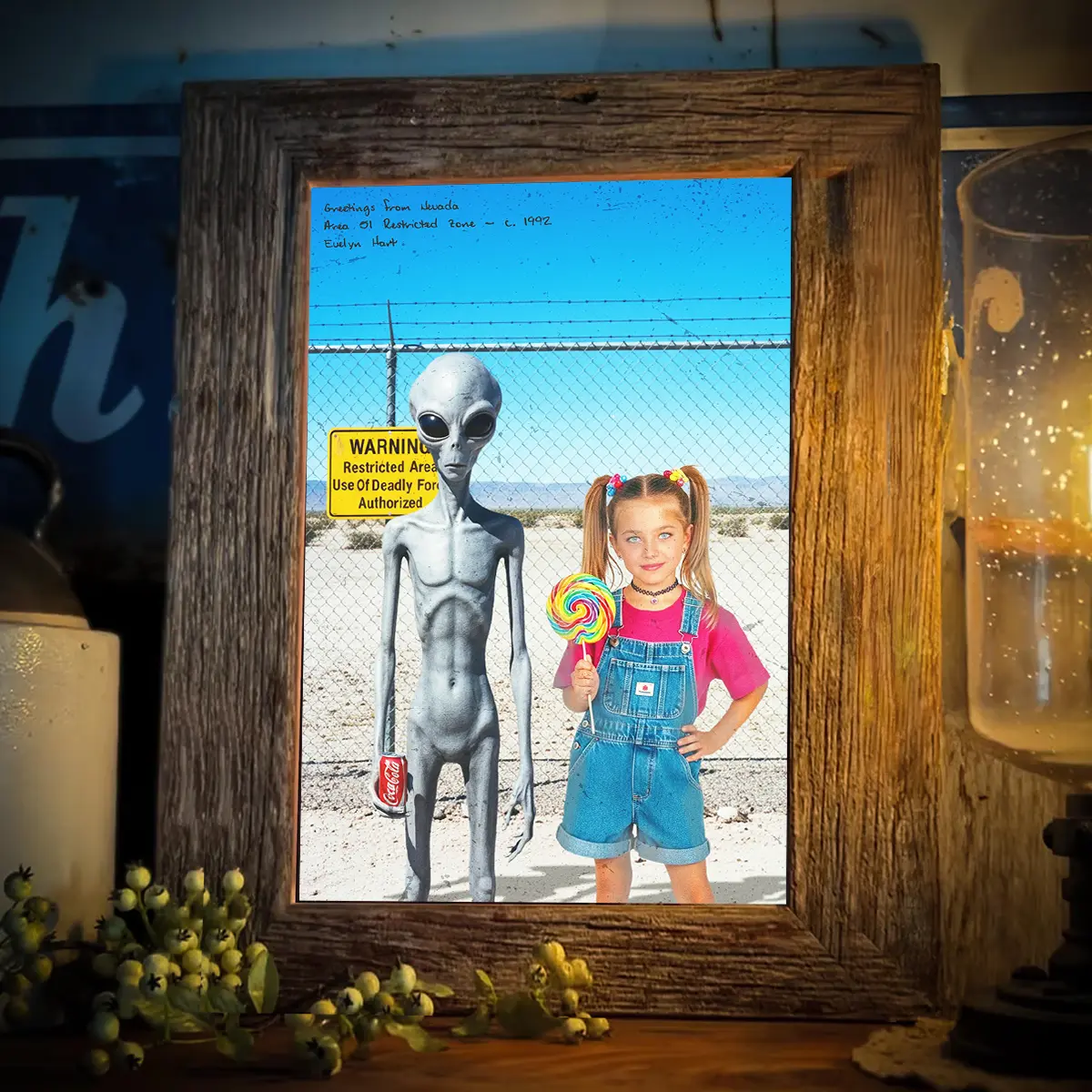 Personalized 1990s Area 51 Alien Poster | Custom Face in Funny Retro Vacation Pic, 90s Kitsch Art Decor 10 Personalized 1990s Area 51 Alien Poster Custom Face in Funny Retro Vacation Pic, 90s Kitsch Art Decor