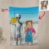 Personalized 1990s Area 51 Alien Sherpa Blanket Custom Face in Funny Retro Vacation Pic, 90s Kitsch Cozy
