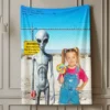 Personalized 1990s Area 51 Alien Sherpa Blanket Custom Face in Funny Retro Vacation Pic, 90s Kitsch Cozy