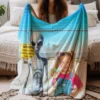 Personalized 1990s Area 51 Alien Sherpa Blanket Custom Face in Funny Retro Vacation Pic, 90s Kitsch Cozy