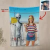 Personalized 1990s Area 51 Alien Sherpa Blanket Custom Face in Funny Retro Vacation Pic, 90s Kitsch Cozy