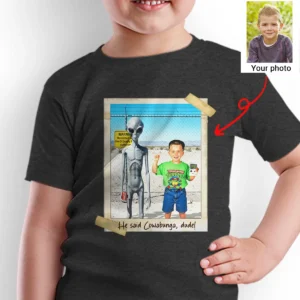 Personalized 1990s Area 51 Alien Shirt Custom Face in Funny Retro Vacation Pic, 90s Kitsch Tee