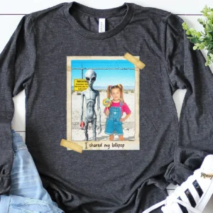 Personalized 1990s Area 51 Alien Shirt Custom Face in Funny Retro Vacation Pic, 90s Kitsch Tee