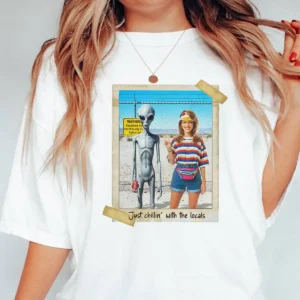Personalized 1990s Area 51 Alien Shirt Custom Face in Funny Retro Vacation Pic, 90s Kitsch Tee