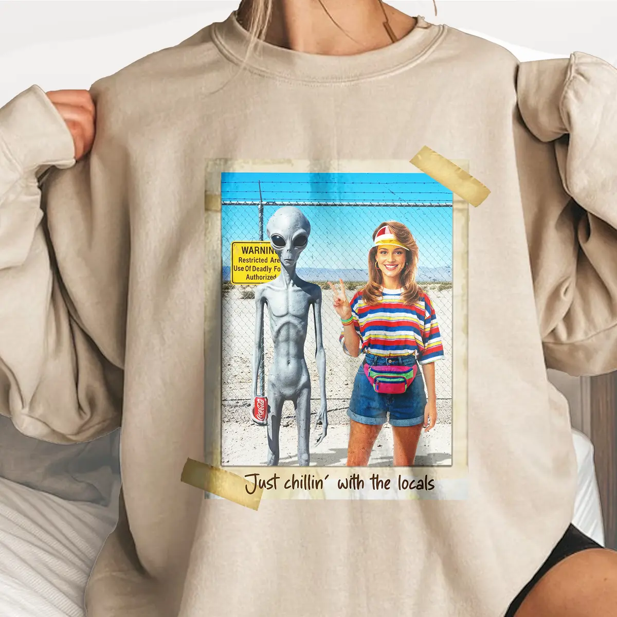 Personalized 1990s Area 51 Alien Shirt | Custom Face in Funny Retro Vacation Pic, 90s Kitsch Tee 4 Personalized 1990s Area 51 Alien Shirt Custom Face in Funny Retro Vacation Pic, 90s Kitsch Tee