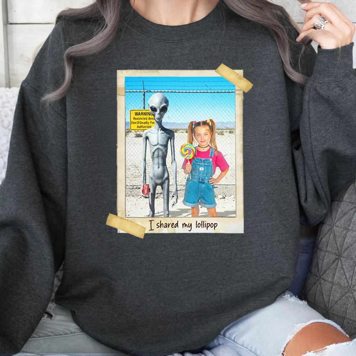 Personalized 1990s Area 51 Alien Sweatshirt | Custom Face in Retro Funny Vacation Pic, 90s Kitsch Pullover 11 Personalized 1990s Area 51 Alien Sweatshirt Custom Face in Retro Funny Vacation Pic