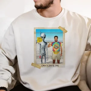 Personalized 1990s Area 51 Alien Sweatshirt Custom Face in Retro Funny Vacation Pic