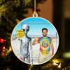 Personalized 1990s Area 51 Alien Wooden Ornament Custom Face in Funny Retro Vacation Pic, 90s Kitsch Christmas Gift