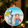 Personalized 1990s Area 51 Alien Wooden Ornament Custom Face in Funny Retro Vacation Pic, 90s Kitsch Christmas Gift