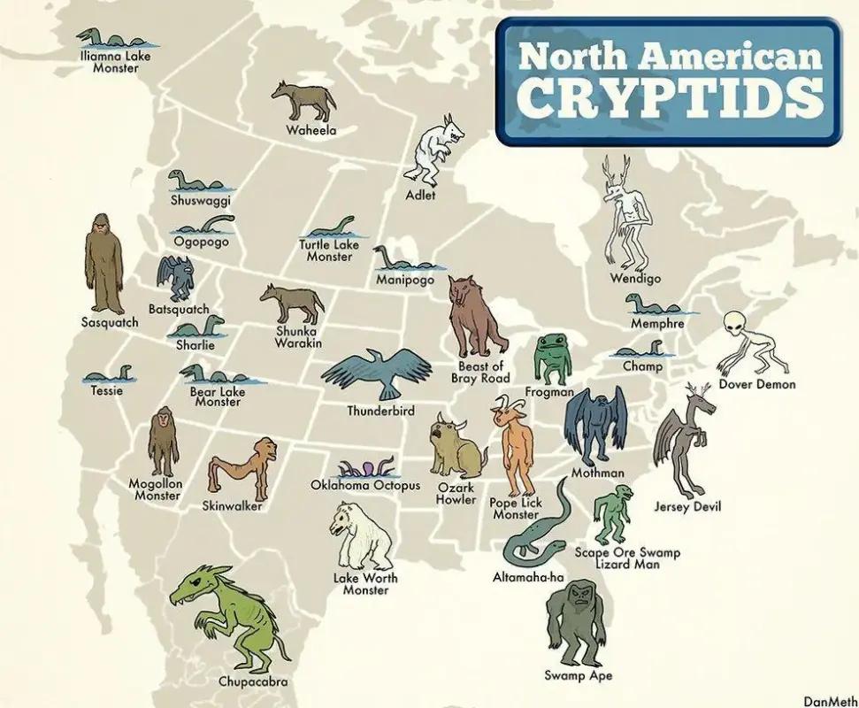 Map of Northeast US cryptids