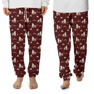 Funny Bigfoot Dad & Kid Camping Pajama Pants Outdoor Gift For Men, Husband, Family