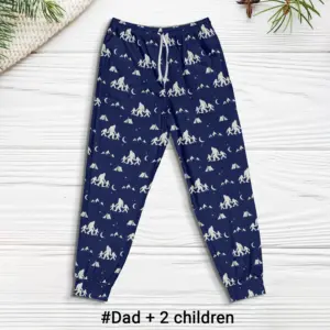 Funny Bigfoot Dad & Kid Camping Pajama Pants Outdoor Gift For Men, Husband, Family