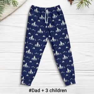 Funny Bigfoot Dad & Kid Camping Pajama Pants Outdoor Gift For Men, Husband, Family