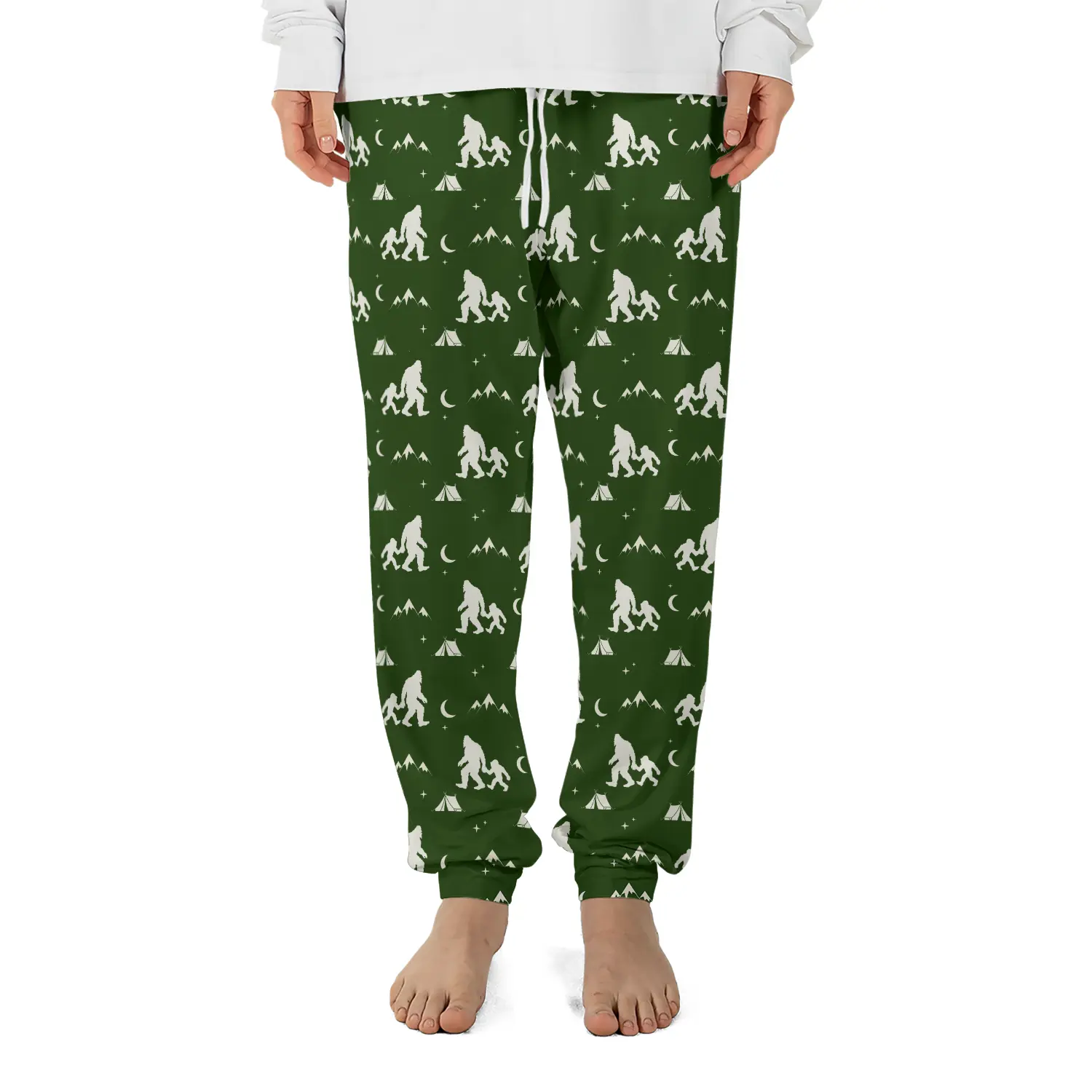 Funny Bigfoot Dad & Kid Camping Pajama Pants | Outdoor Gift For Men, Husband, Family 1 Funny Bigfoot Dad & Kid Camping Pajama Pants Outdoor Gift For Men, Husband, Family