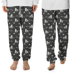 Funny Bigfoot Dad & Kid Camping Pajama Pants Outdoor Gift For Men, Husband, Family