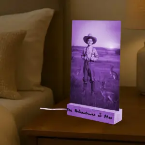 Personalized 1880s Jackalope 3D Lamp Custom Face Old West, Mythical Cowboy & Cowgirl LED Night Light