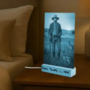 Personalized 1880s Jackalope 3D Lamp Custom Face Old West, Mythical Cowboy & Cowgirl LED Night Light