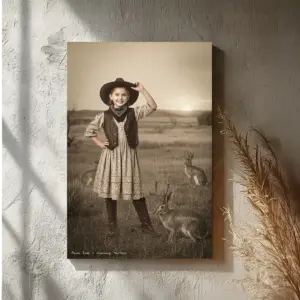 Personalized 1880s Jackalope Canvas | Custom Face Old West Art, Mythical Cowboy & Cowgirl Cozy Wall Decor 25 Personalized 1880s Jackalope Canvas Custom Face Old West Art, Mythical Cowboy & Cowgirl Cozy Wall Decor