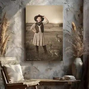Personalized 1880s Jackalope Canvas | Custom Face Old West Art, Mythical Cowboy & Cowgirl Cozy Wall Decor 26 Personalized 1880s Jackalope Canvas Custom Face Old West Art, Mythical Cowboy & Cowgirl Cozy Wall Decor