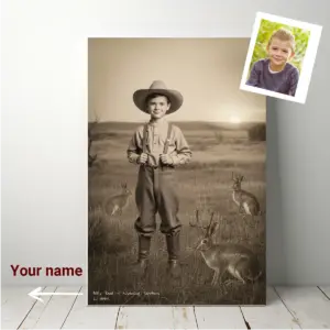 Personalized 1880s Jackalope Canvas | Custom Face Old West Art, Mythical Cowboy & Cowgirl Cozy Wall Decor 27 Personalized 1880s Jackalope Canvas Custom Face Old West Art, Mythical Cowboy & Cowgirl Cozy Wall Decor