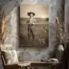Personalized 1880s Jackalope Canvas Custom Face Old West Art, Mythical Cowboy & Cowgirl Cozy Wall Decor