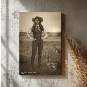 Personalized 1880s Jackalope Canvas | Custom Face Old West Art, Mythical Cowboy & Cowgirl Cozy Wall Decor 17 Personalized 1880s Jackalope Canvas Custom Face Old West Art, Mythical Cowboy & Cowgirl Cozy Wall Decor