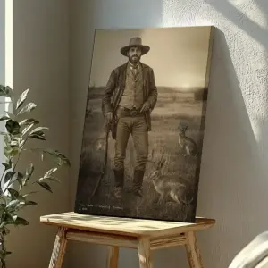 Personalized 1880s Jackalope Canvas | Custom Face Old West Art, Mythical Cowboy & Cowgirl Cozy Wall Decor 23 Personalized 1880s Jackalope Canvas Custom Face Old West Art, Mythical Cowboy & Cowgirl Cozy Wall Decor