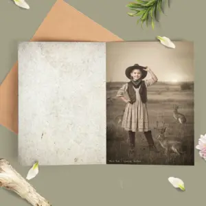 Personalized 1880s Jackalope Card Custom Face Old West, Mythical Cowboy & Cowgirl Greeting Card