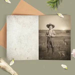 Personalized 1880s Jackalope Card Custom Face Old West, Mythical Cowboy & Cowgirl Greeting Card