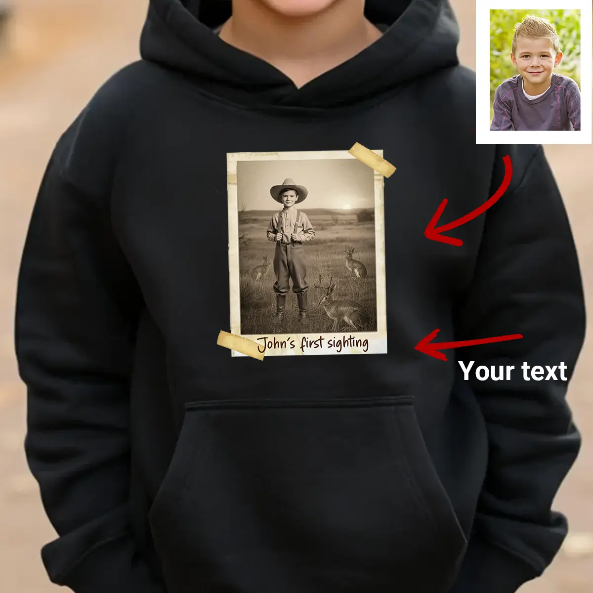 Personalized 1880s Jackalope Hoodie | Custom Face Old West, Mythical Cowboy & Cowgirl Hooded Sweatshirt 10 Personalized 1880s Jackalope Hoodie Custom Face Old West, Mythical Cowboy & Cowgirl Hooded Sweatshirt