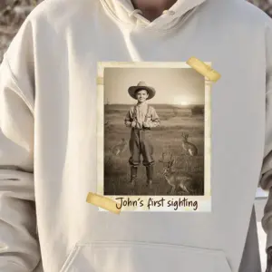 Personalized 1880s Jackalope Hoodie Custom Face Old West, Mythical Cowboy & Cowgirl Hooded Sweatshirt