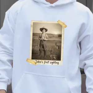 Personalized 1880s Jackalope Hoodie Custom Face Old West, Mythical Cowboy & Cowgirl Hooded Sweatshirt