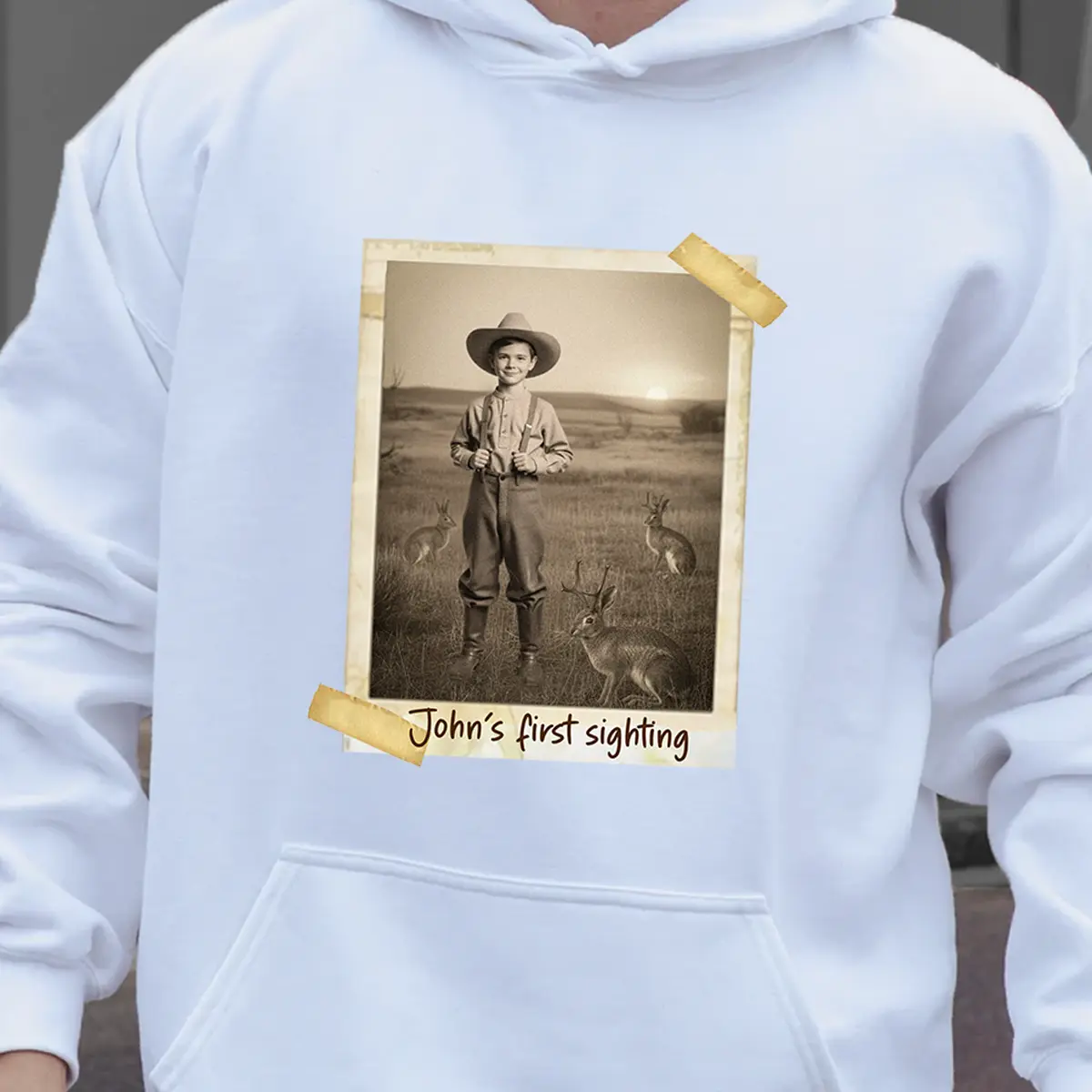 Personalized 1880s Jackalope Hoodie | Custom Face Old West, Mythical Cowboy & Cowgirl Hooded Sweatshirt 12 Personalized 1880s Jackalope Hoodie Custom Face Old West, Mythical Cowboy & Cowgirl Hooded Sweatshirt