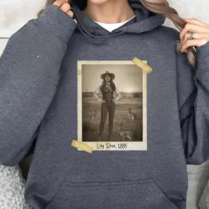 Personalized 1880s Jackalope Hoodie Custom Face Old West, Mythical Cowboy & Cowgirl Hooded Sweatshirt