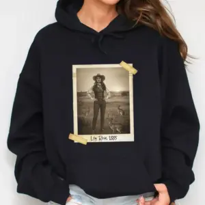 Personalized 1880s Jackalope Hoodie Custom Face Old West, Mythical Cowboy & Cowgirl Hooded Sweatshirt